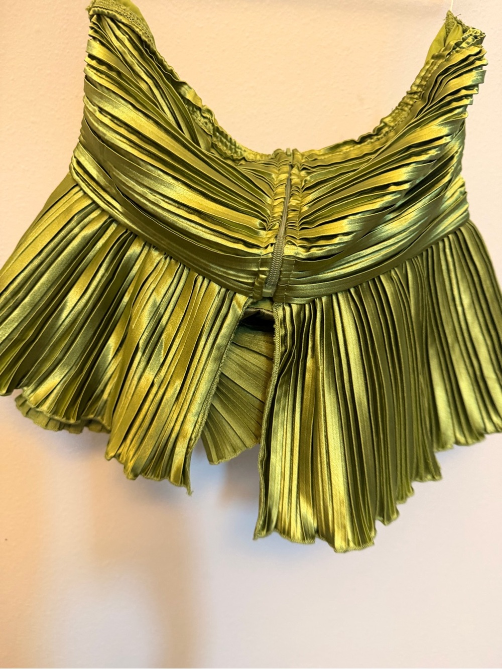 Green Pleated Sculptural Bustier Top - Picture 6 of 6